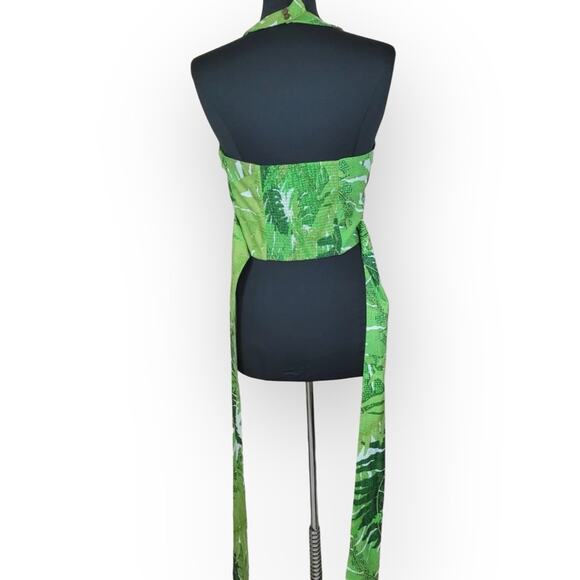 Anthropologie Vanessa Virginia Tropical Palm Leaf Print Halter Top Size 8 - Picture 4 of 9